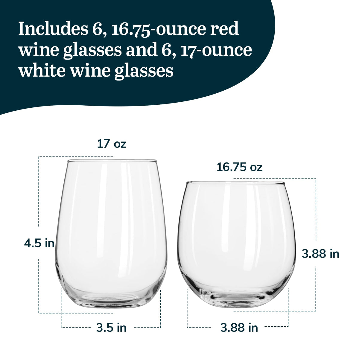 Libbey stemless wine glass with curved design for comfortable grip and swirl.