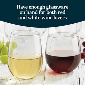 Libbey stemless white wine glass, 17 oz, suited for crisp Chardonnay and Riesling.
