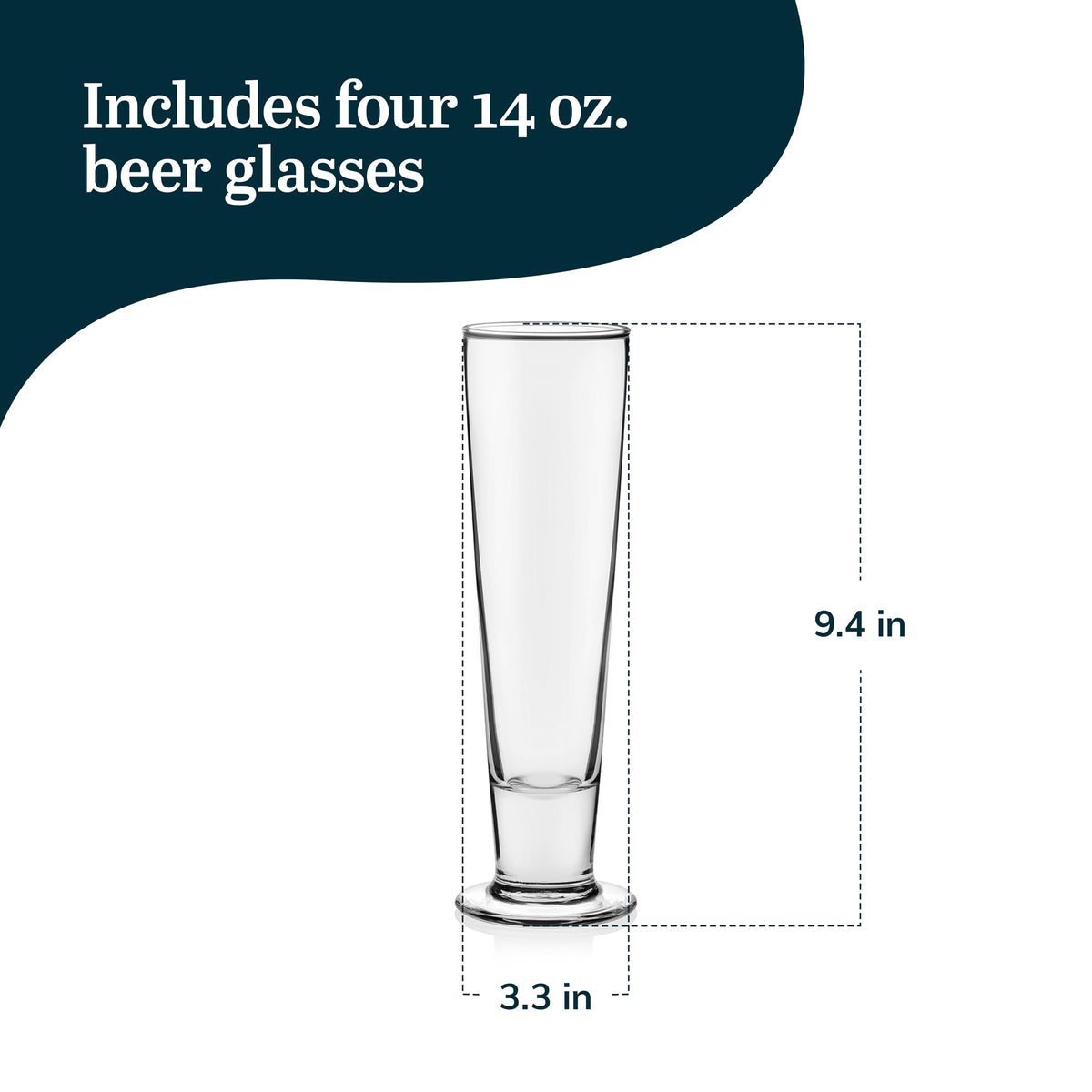 Libbey Stockholm pilsner glass reinforced base adds stability