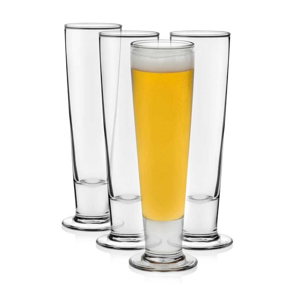 Libbey Stockholm pilsner glass tall silhouette enhances pours and shows beer color