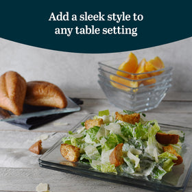 Libbey Tempo square salad plates 4pc add a minimalist touch to casual or formal tables.