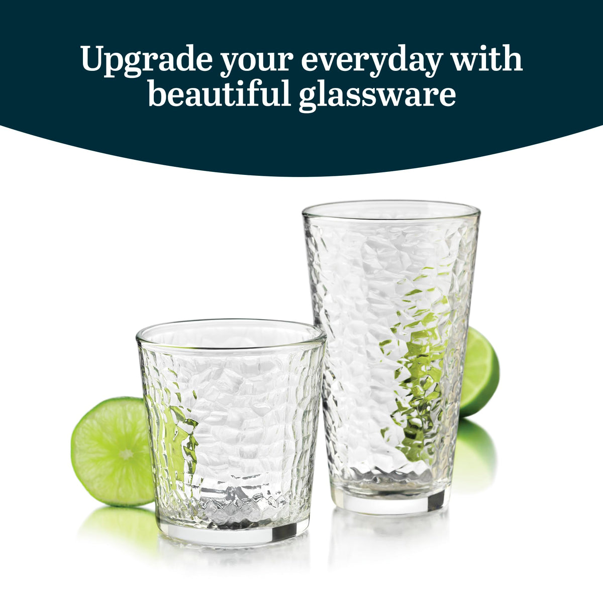 Libbey Yucatan 13oz rocks glass, interior crackle texture enhances cocktails.