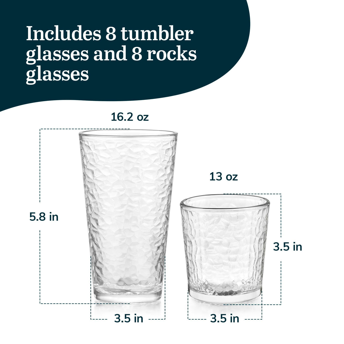 Libbey Yucatan interior crackle texture adds visual depth during pours.