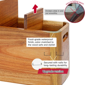 Liberal Brightdeer Acacia Wood Utensil Holder three compartments for easy access