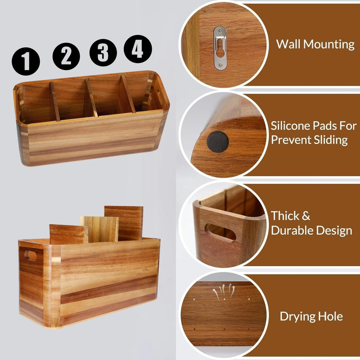 Wall-mountable Liberal Brightdeer utensil holder saves counter space