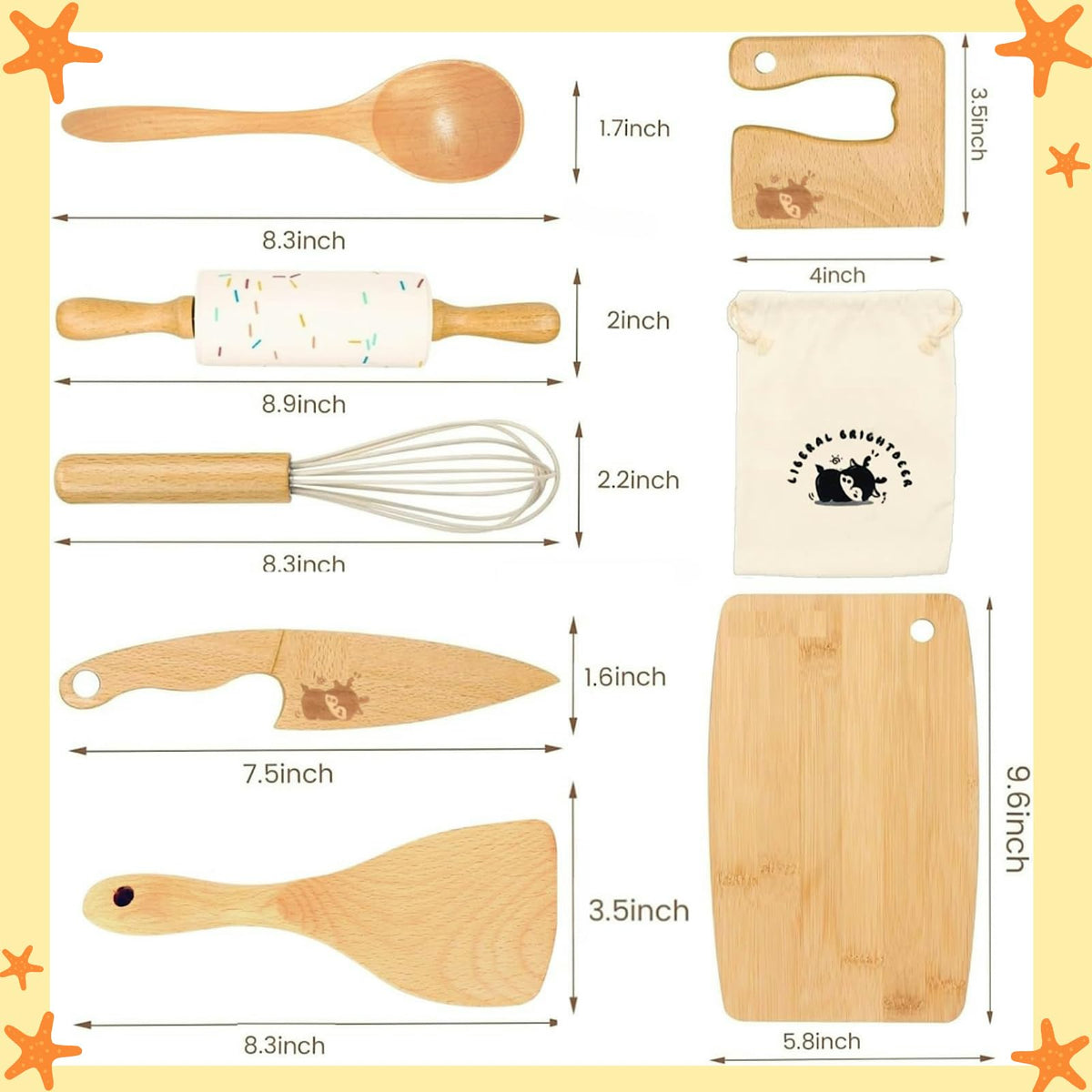 Liberal Brightdeer wooden kids cutting board for beginner chefs.