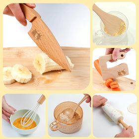 Liberal Brightdeer wooden kids egg whisk for gentle mixing.