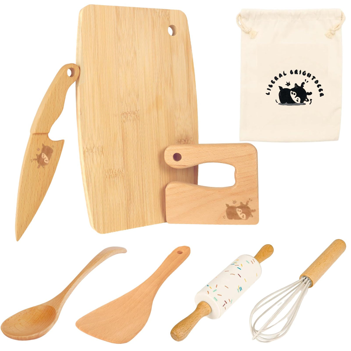Liberal Brightdeer wooden kids knife with ergonomic handle for safe cutting practice.