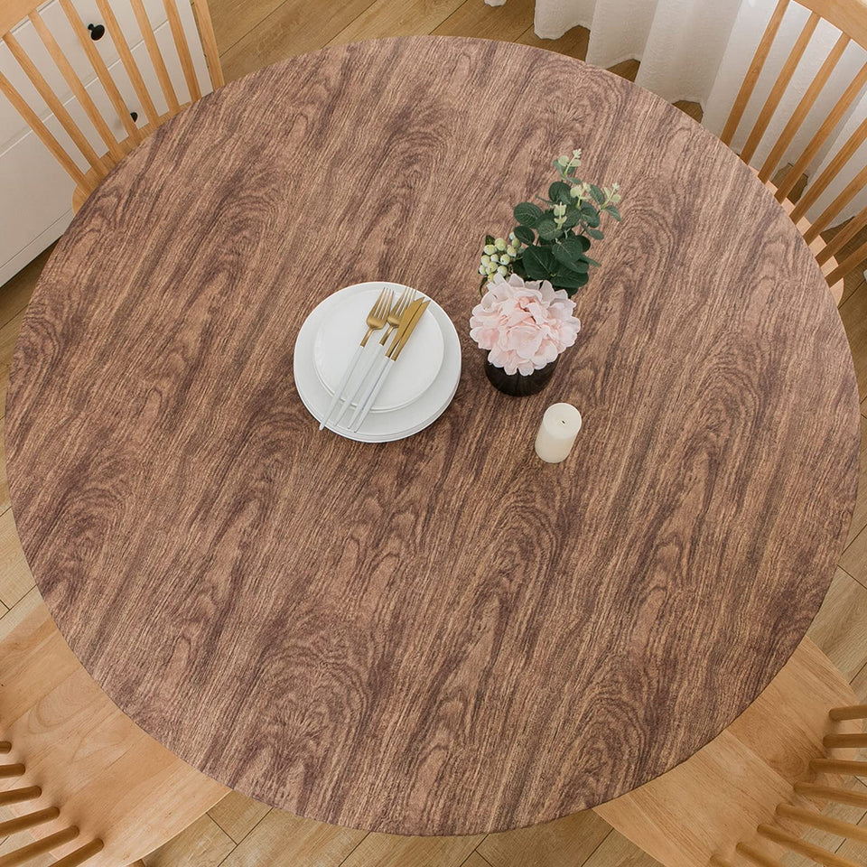 LIBERECOO round tablecloth with a snug 56-inch fit for 45-56 inch tables.