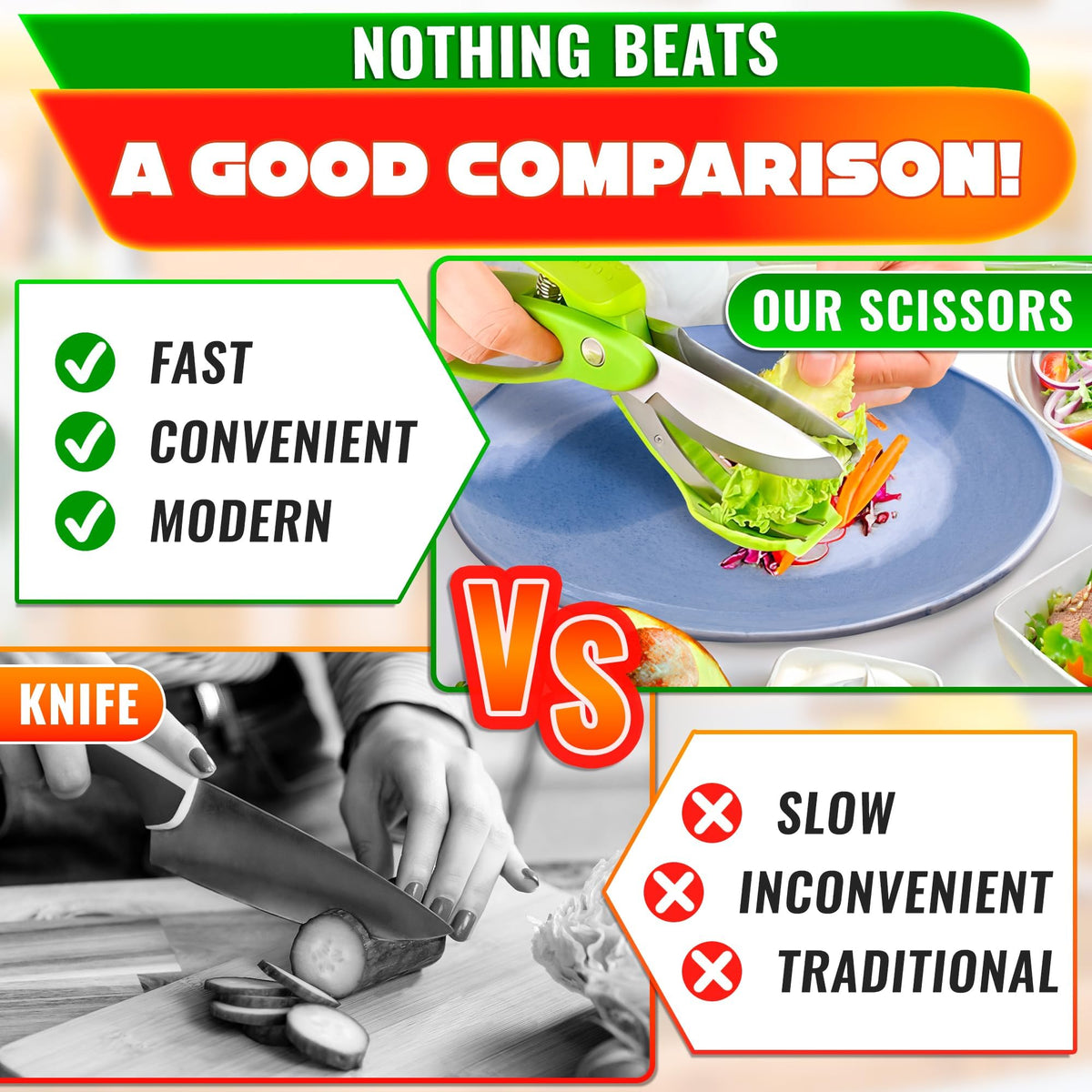 LIBERHAUS salad scissors multi-purpose tool speeds up meal prep and chopping