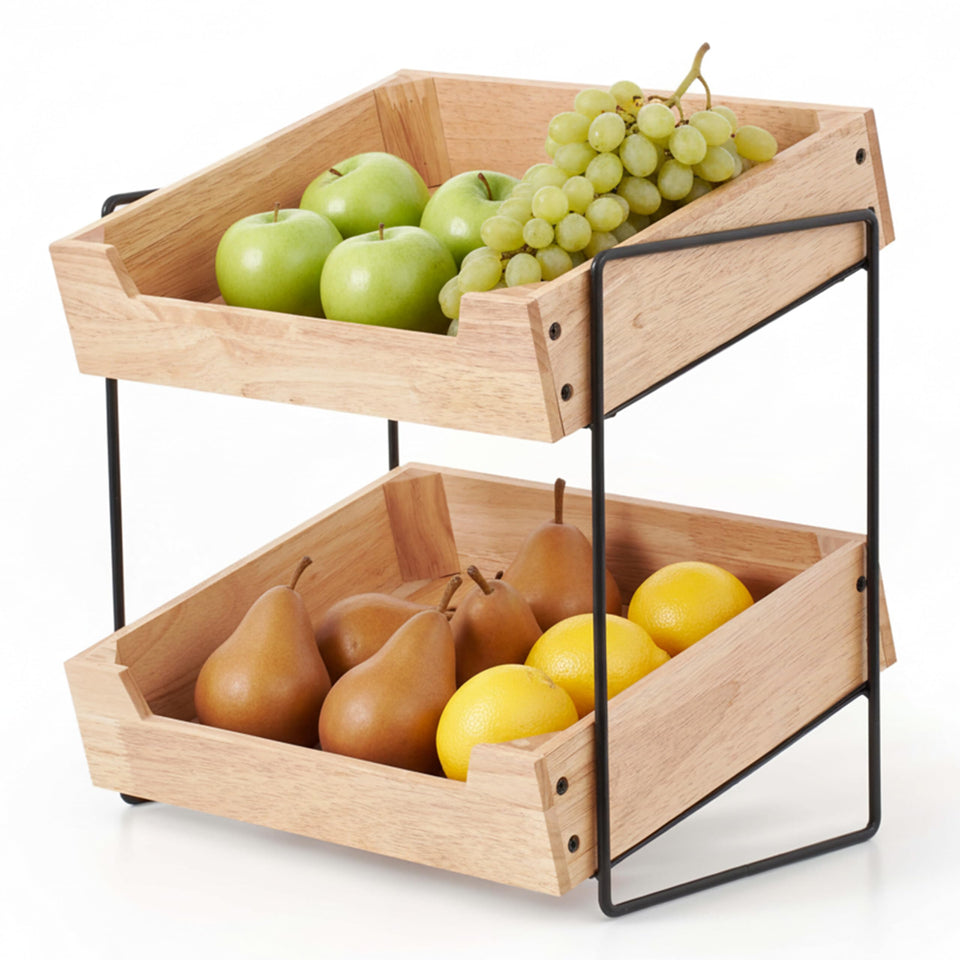 LIBKEN 2-Tier Fruit Basket front view—storage and airflow-friendly design.