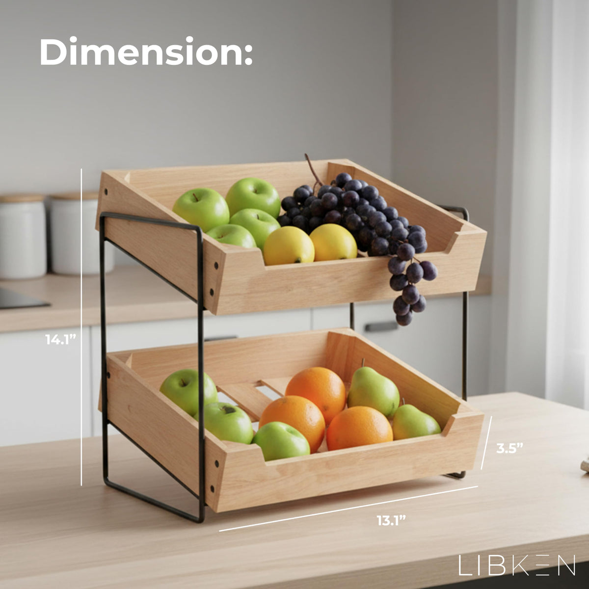 LIBKEN basket with open grid for fresh airflow and easy access.