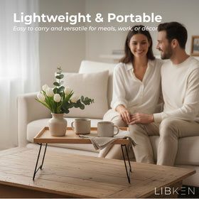 LIBKEN breakfast in bed tray supporting a morning meal setup.
