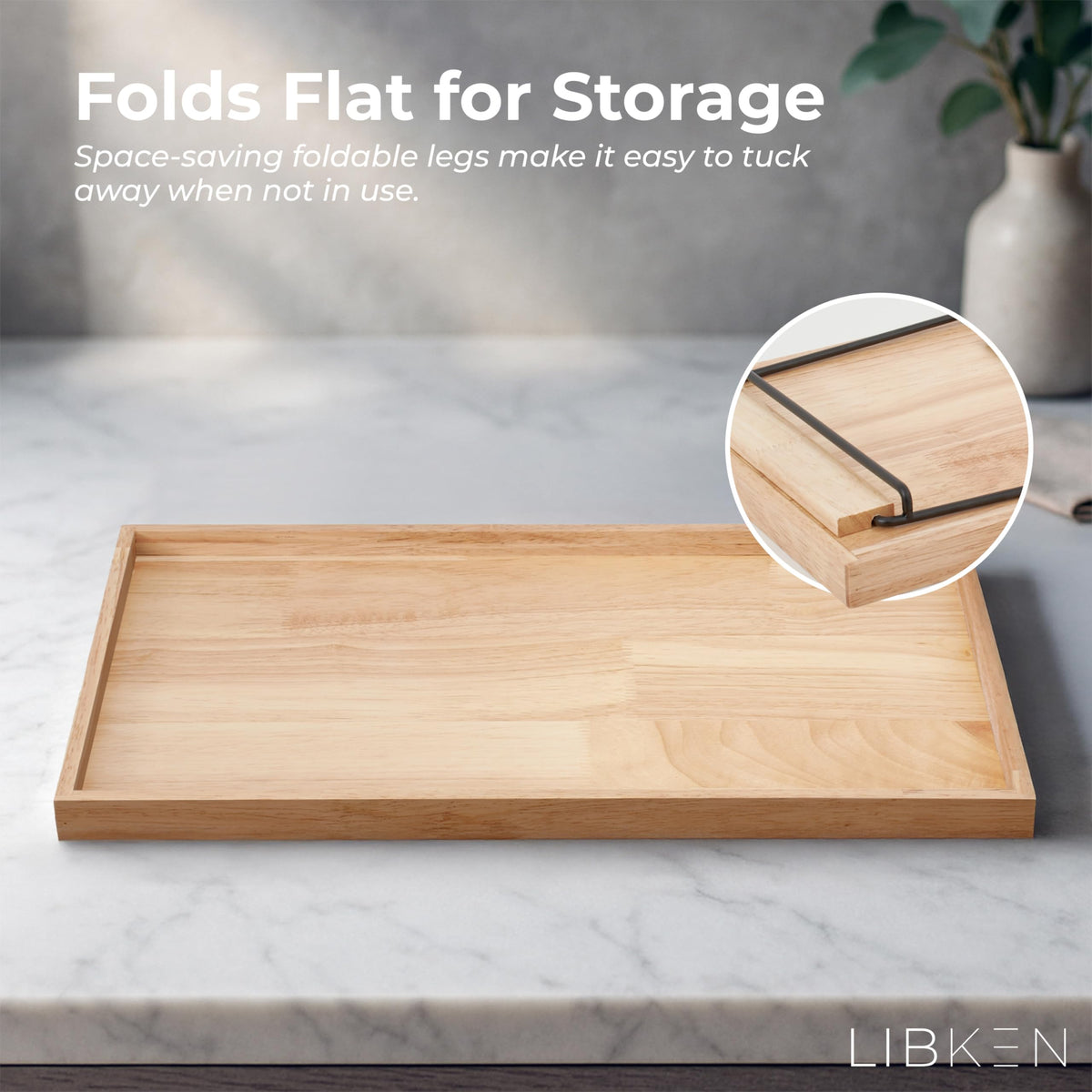 LIBKEN tray used as a portable desk for laptop work.