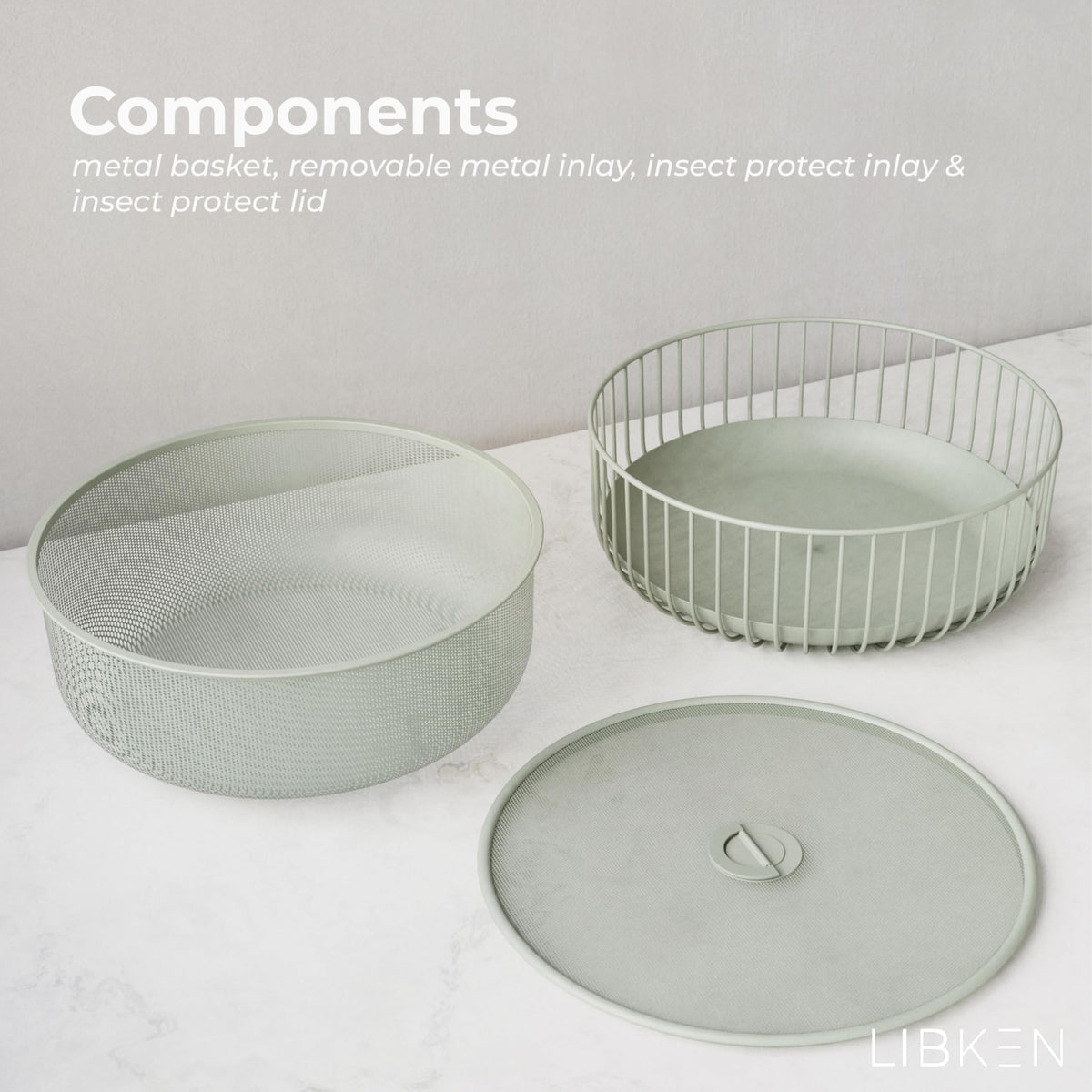 LIBKEN mesh lid basket supports airflow to maintain freshness of fruits