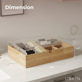 LIBKEN minimalist wooden storage box on the counter showcasing organization.