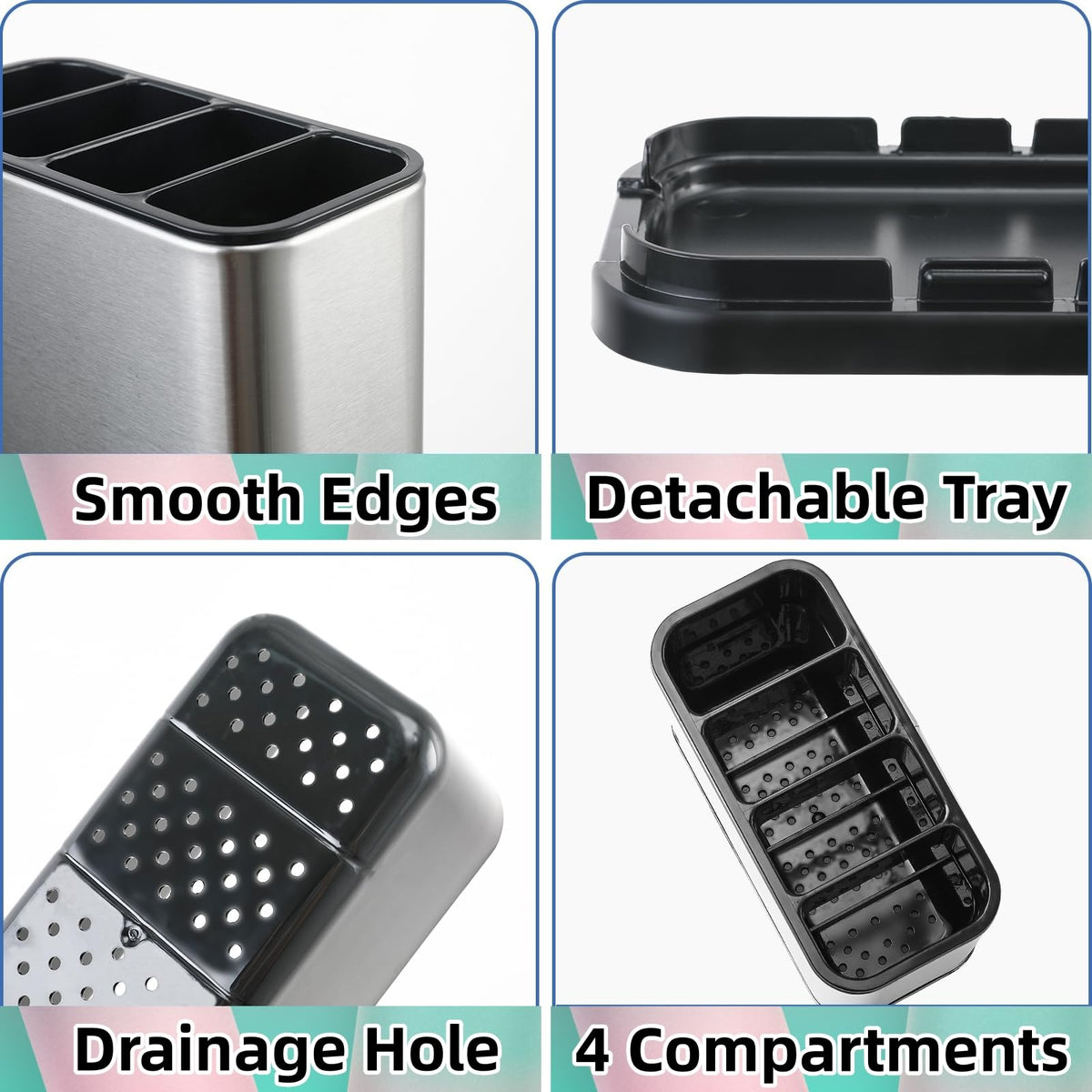 LIBODOUR compact kitchen organizer keeps forks, spoons, and knives tidy.