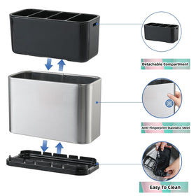 LIBODOUR dishwasher-safe holder with drainage holes dries utensils quickly.