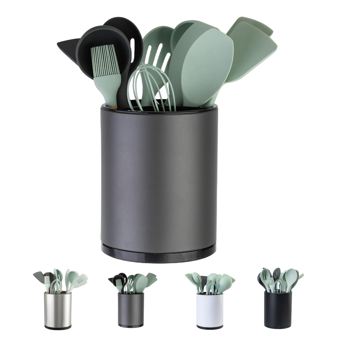 LIBODOUR kitchen utensil holder with 360° rotation for easy access and organization