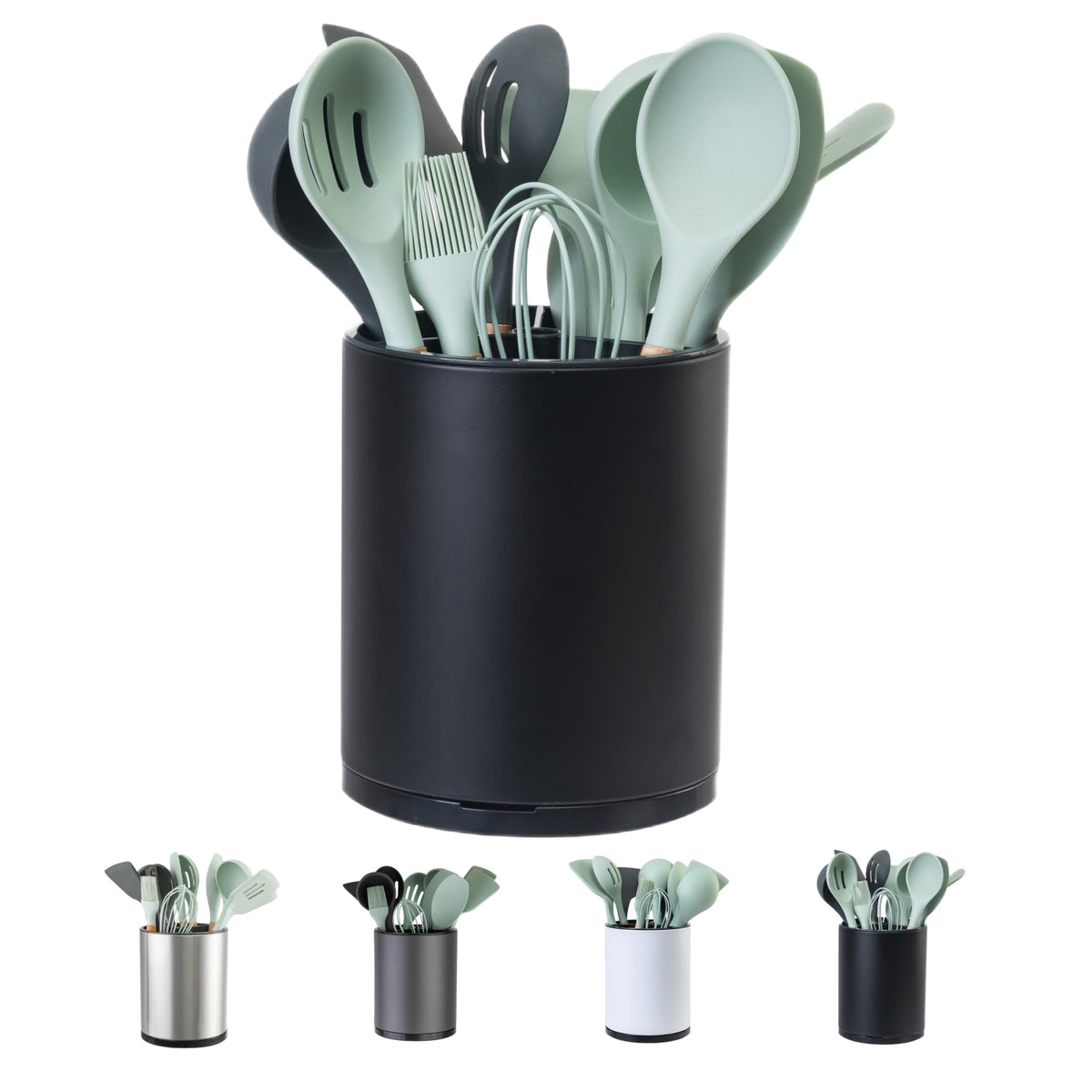 LIBODOUR rotating utensil holder with 360° base for easy counter access.