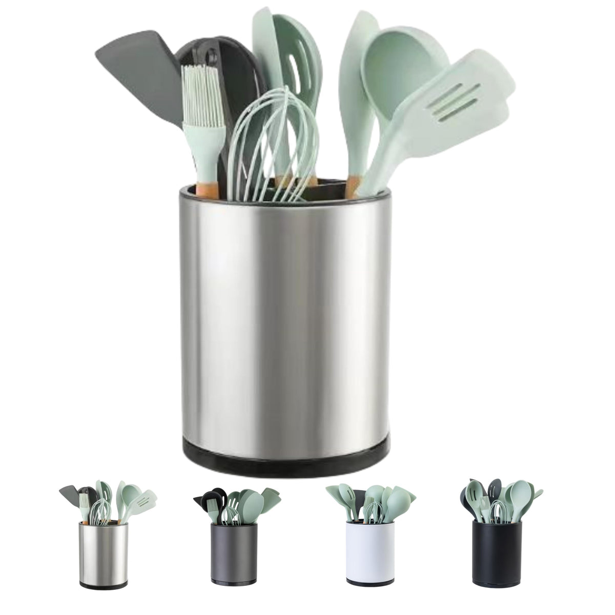LIBODOUR 360° rotating utensil holder on a kitchen counter for easy reach.