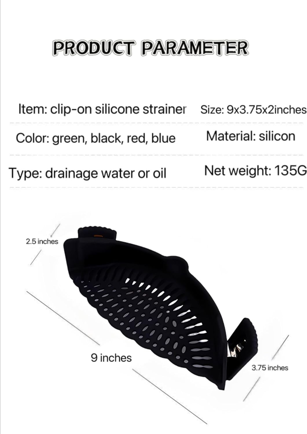 Liboyixi silicone strainer clipped to cookware for versatile use