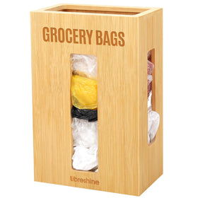 Libreshine extra large bamboo bag holder keeps bags organized for quick reuse