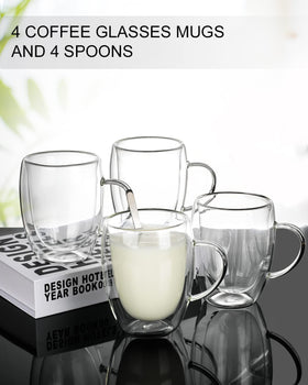 LIBWYS borosilicate glass with handle for easy grip during hot beverages.