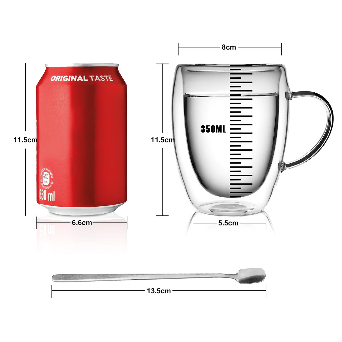 LIBWYS coffee glass with easy-grip handle ideal for hot or cold drinks.