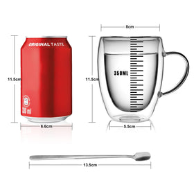 LIBWYS coffee glass with easy-grip handle ideal for hot or cold drinks.