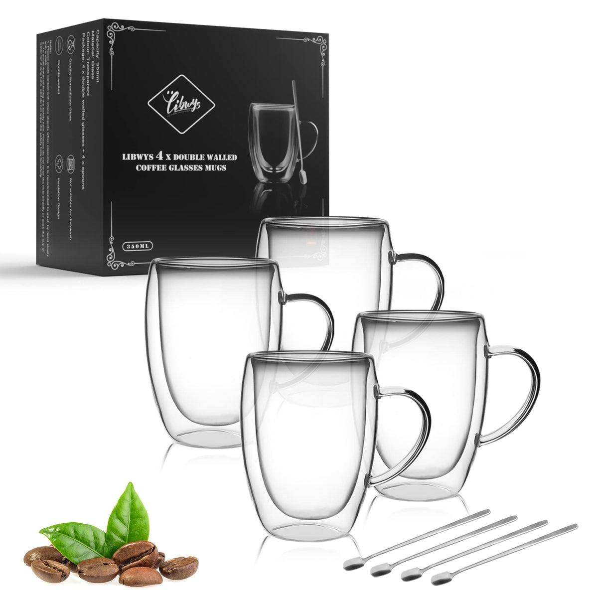 LIBWYS double-walled coffee cup keeps drinks hot longer and cool to touch.