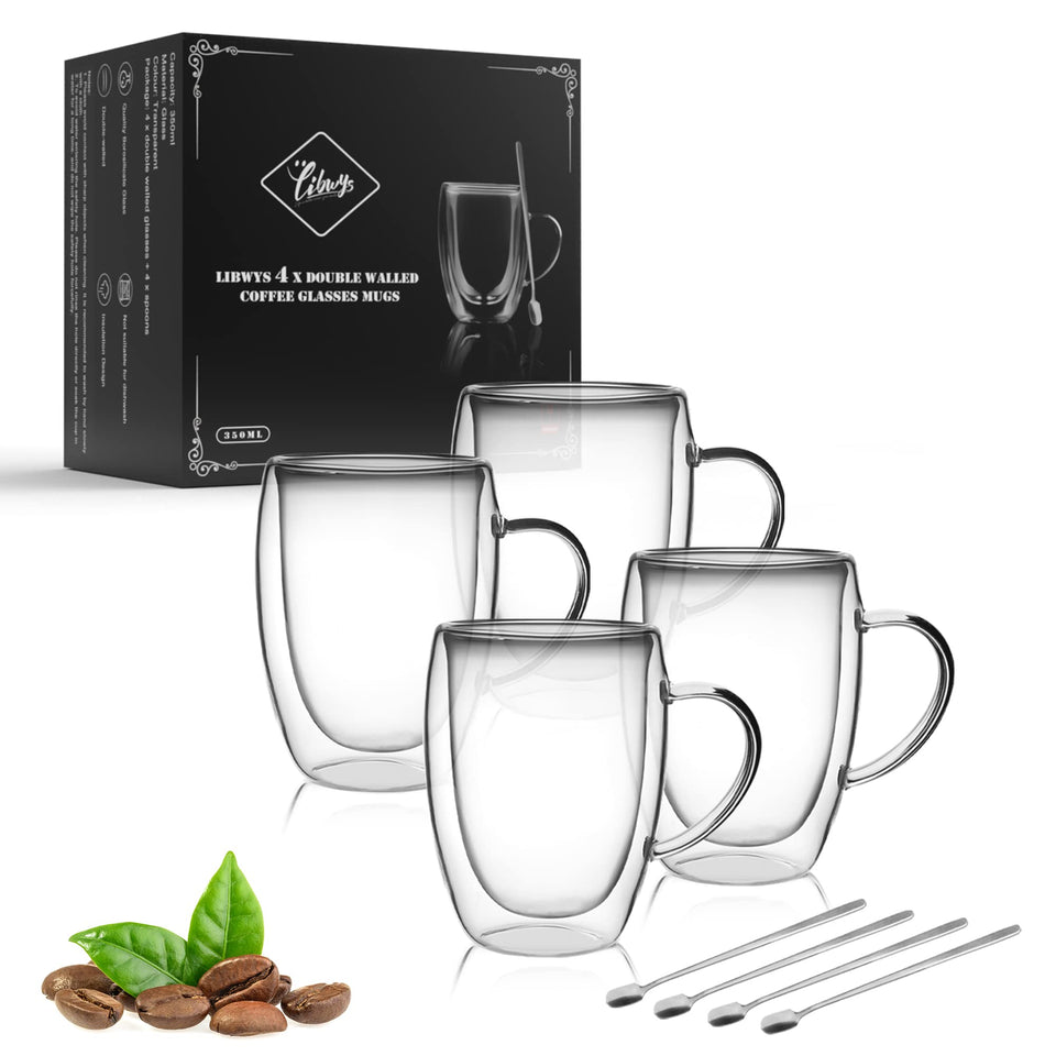 LIBWYS double-walled coffee cup keeps drinks hot longer and cool to touch.