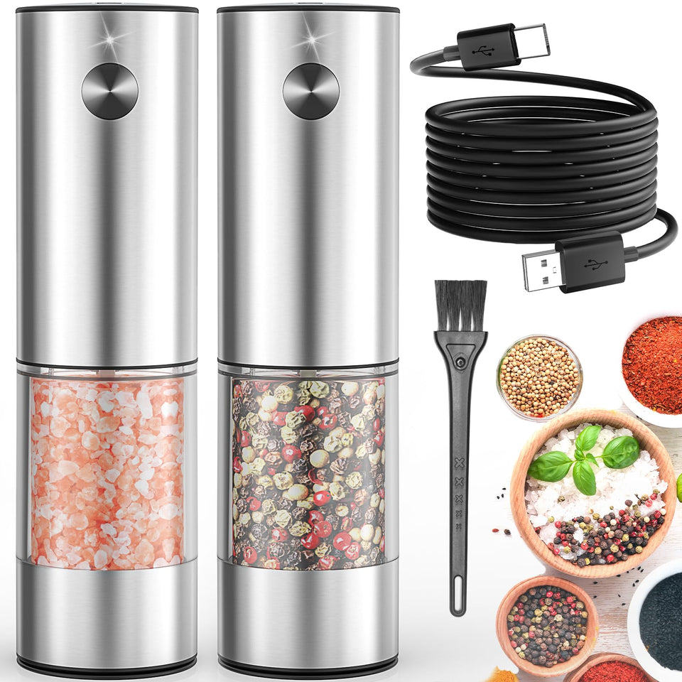 Lidaop electric salt and pepper grinders 2-pack on counter for quick seasoning