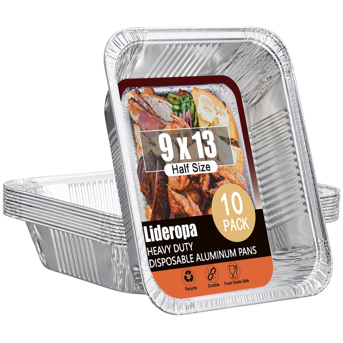 Lideropa half-size aluminum pan stack for compact storage and easy meal prep