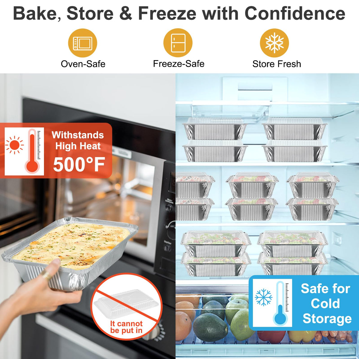 Heavy-duty Lideropa aluminum pan shown for hot or cold meals