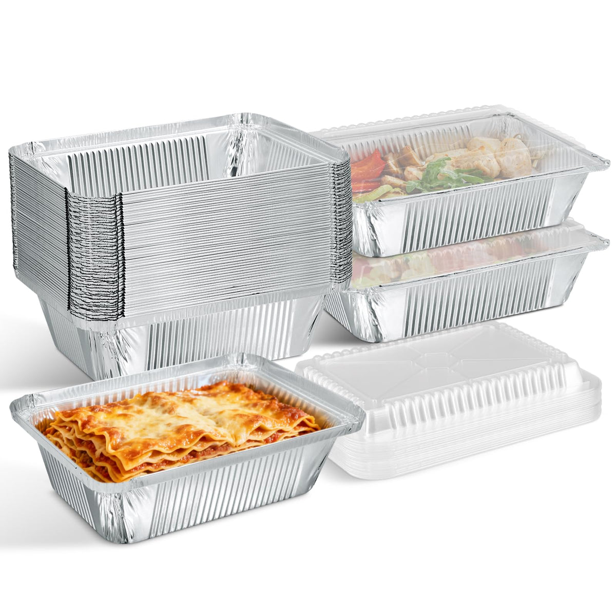 Lideropa small aluminum pan with clear lid for portion display