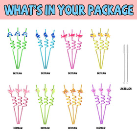 Flexible rubber attachments keep straws fun and kid-friendly.