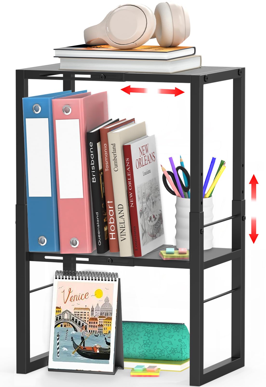LIDTOP Locker Organizer Shelf adjustable width demonstrates flexible storage for crowded school or gym lockers