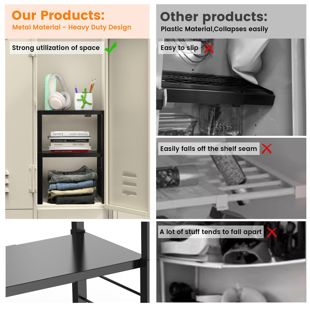 LIDTOP Locker Organizer Shelf easy installation saves time during setup