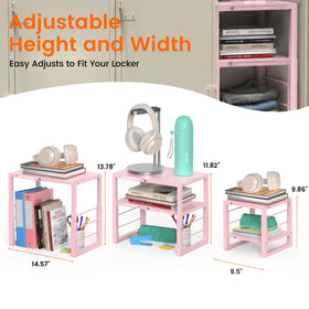 LIDTOP pink locker organizer shelf easy-assembly setup for quick installation.