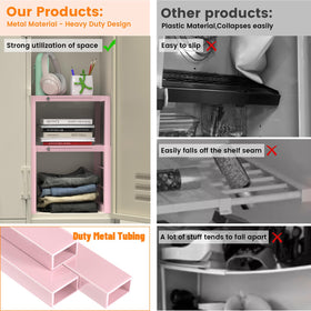 LIDTOP pink locker organizer shelf heavy-duty design supports heavy items reliably.
