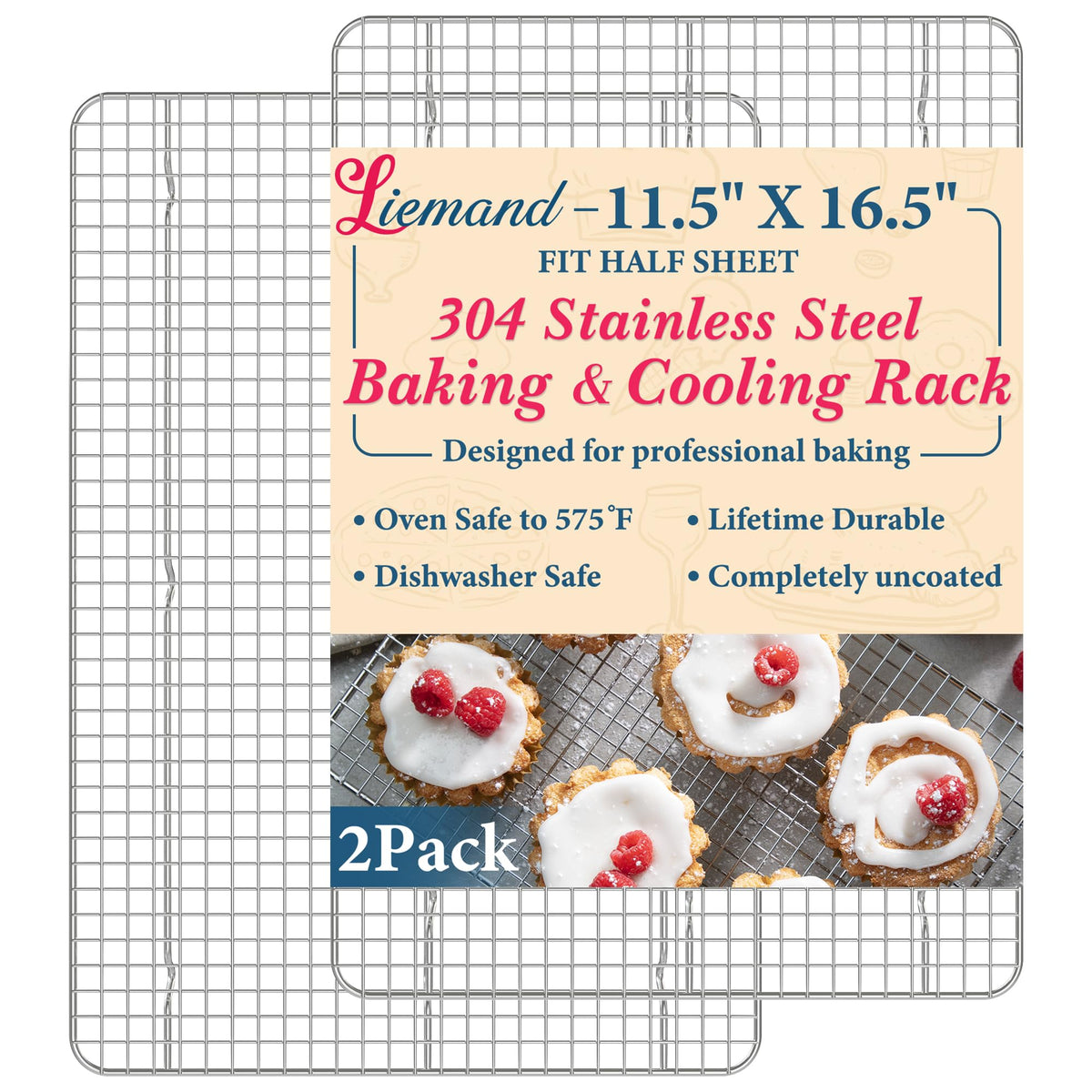 LIEMAND cooling rack tight-wire offers stable support and even air circulation during cooking.