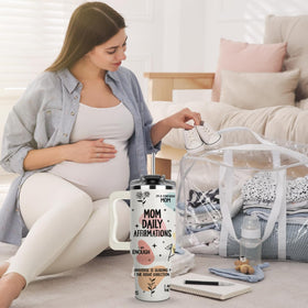 LIERIE8888 Daily Affirmations Tumbler 40oz with engraved motivational messages.
