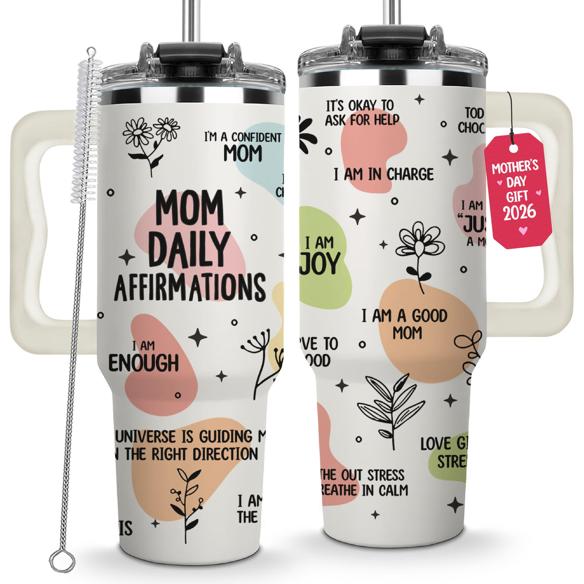 LIERIE8888 Mothers Day Tumbler 40oz keeps drinks cold with uplifting affirmations.