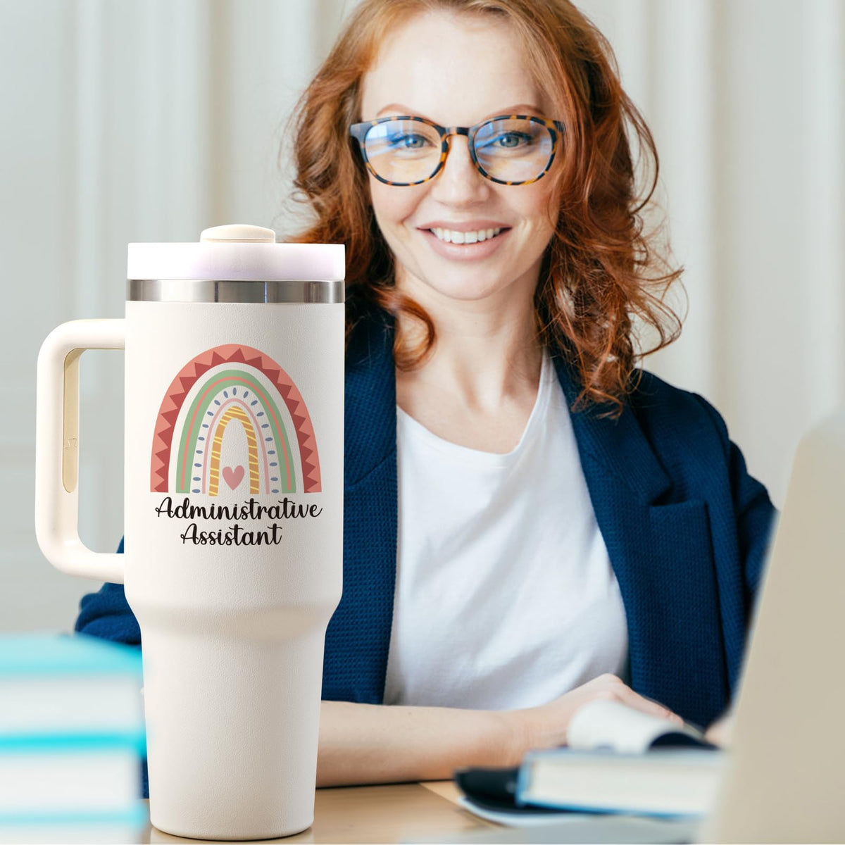 Lifecapido cream color admin gift tumbler provides stylish drinking throughout the workday