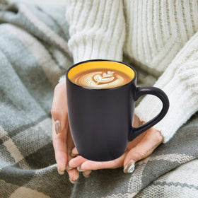 Lifecapido matte black exterior with interior color contrast, stylish daily coffee.