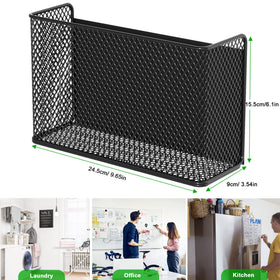 LIFEFAN magnetic basket beside the dryer stores laundry essentials.