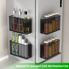 LIFEFAN magnetic basket in kitchen storage for spices and tools.