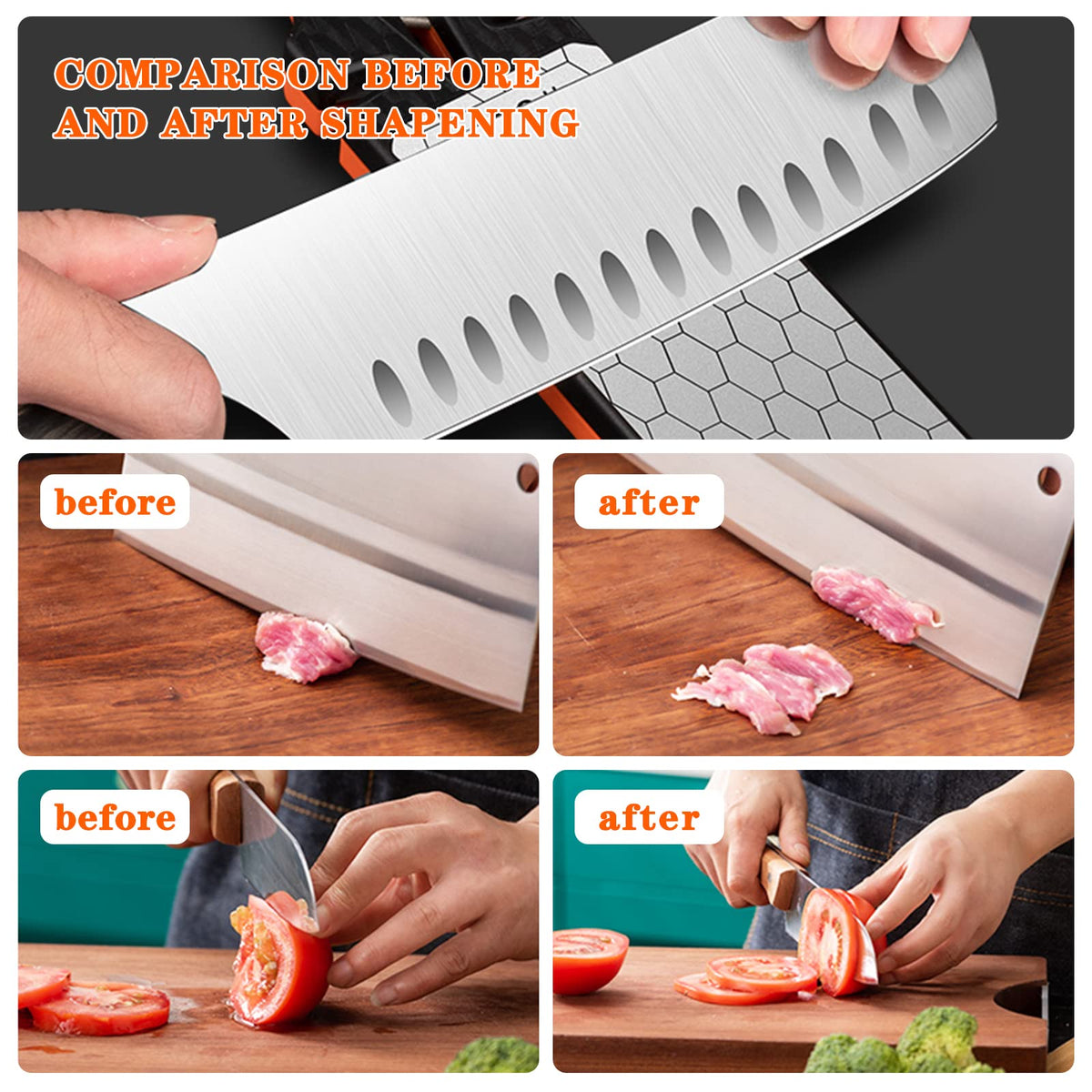 Lifeholic 5-in-1 sharpener highlights dual grit for convenient home sharpening.