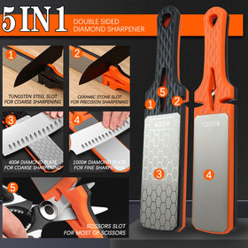 Lifeholic diamond sharpener with scissors slot for quick tool maintenance.
